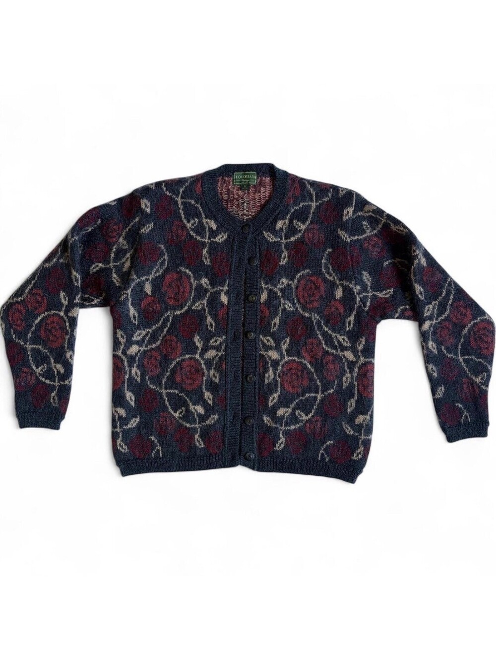 Vintage Equorian Heritage Women’s Medium Mohair Cardigan Floral Whimsigoth